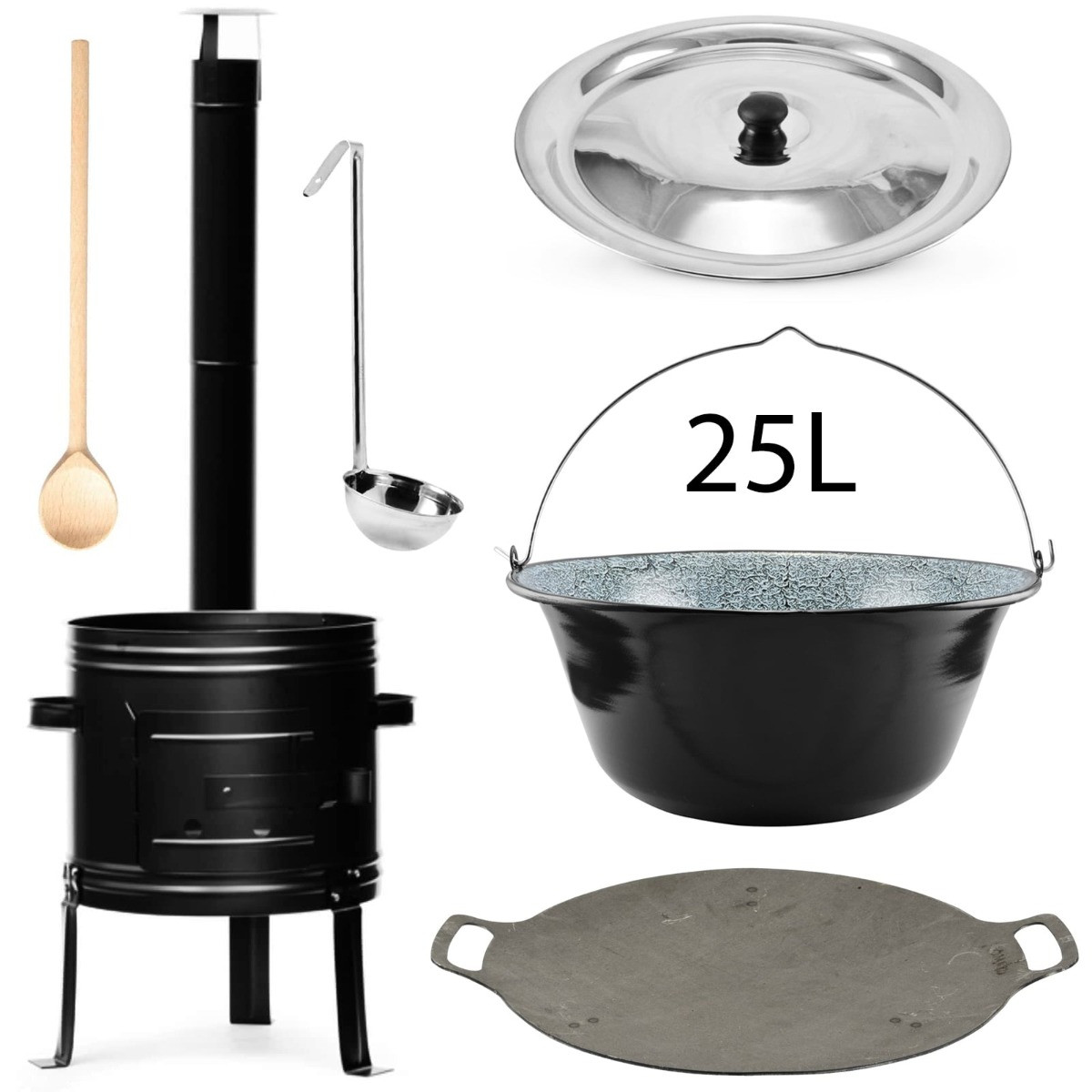 Perfect Home PL-Set-79 Kotlíková súprava 25L, 6ks – kotlina/kotlík/pokrievka/varecha/naberačka/platňa