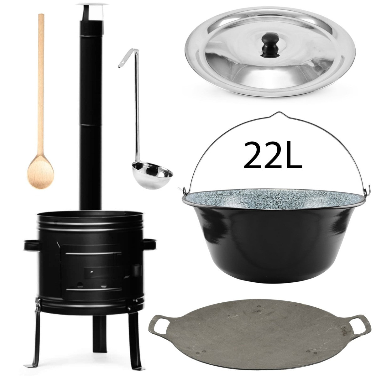 Perfect Home PL-Set-75 Kotlíková súprava 22L, 6ks – kotlina/kotlík/pokrievka/varecha/naberačka/platňa