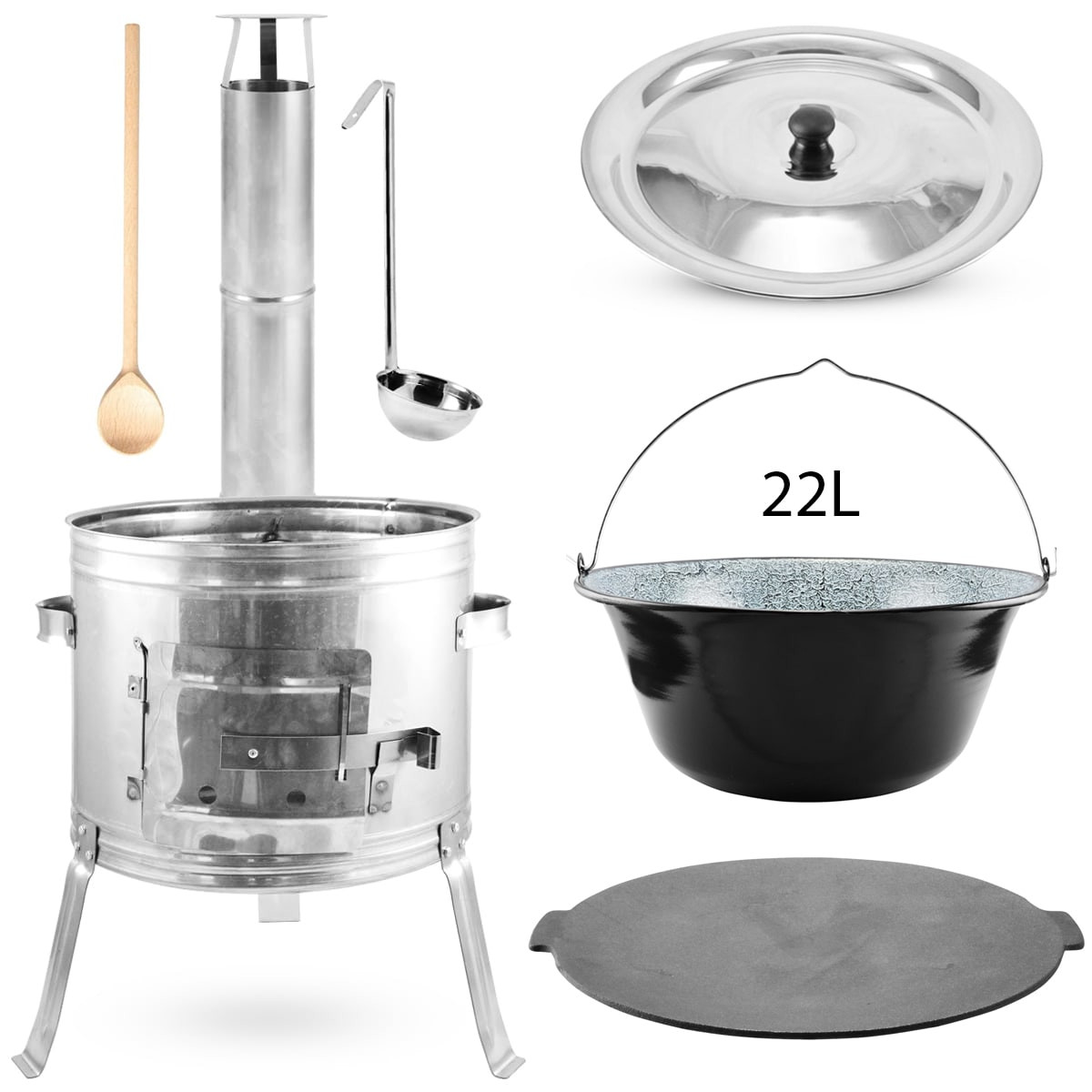 Perfect Home Kotlíková súprava 22L, liatinová gril platňa Set-NKKSK22lp, 6ks