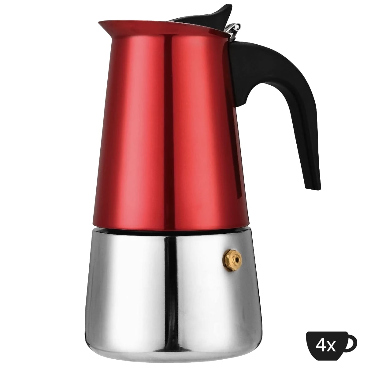 Moka kávovar na indukciu 4 šálky, červený, Perfect Home 16664