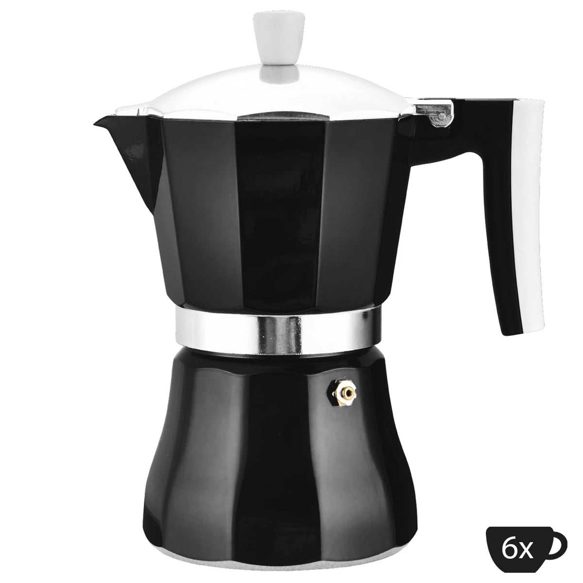 Moka kávovar 6 šálok,  Perfect Home Azzurro 16663 hliník, čierny