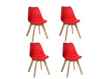 Jídelní židle PORTO - červená - sada 4 ks