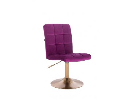Velurová židle na zlaté kulaté podstavě TOLEDO - fialová