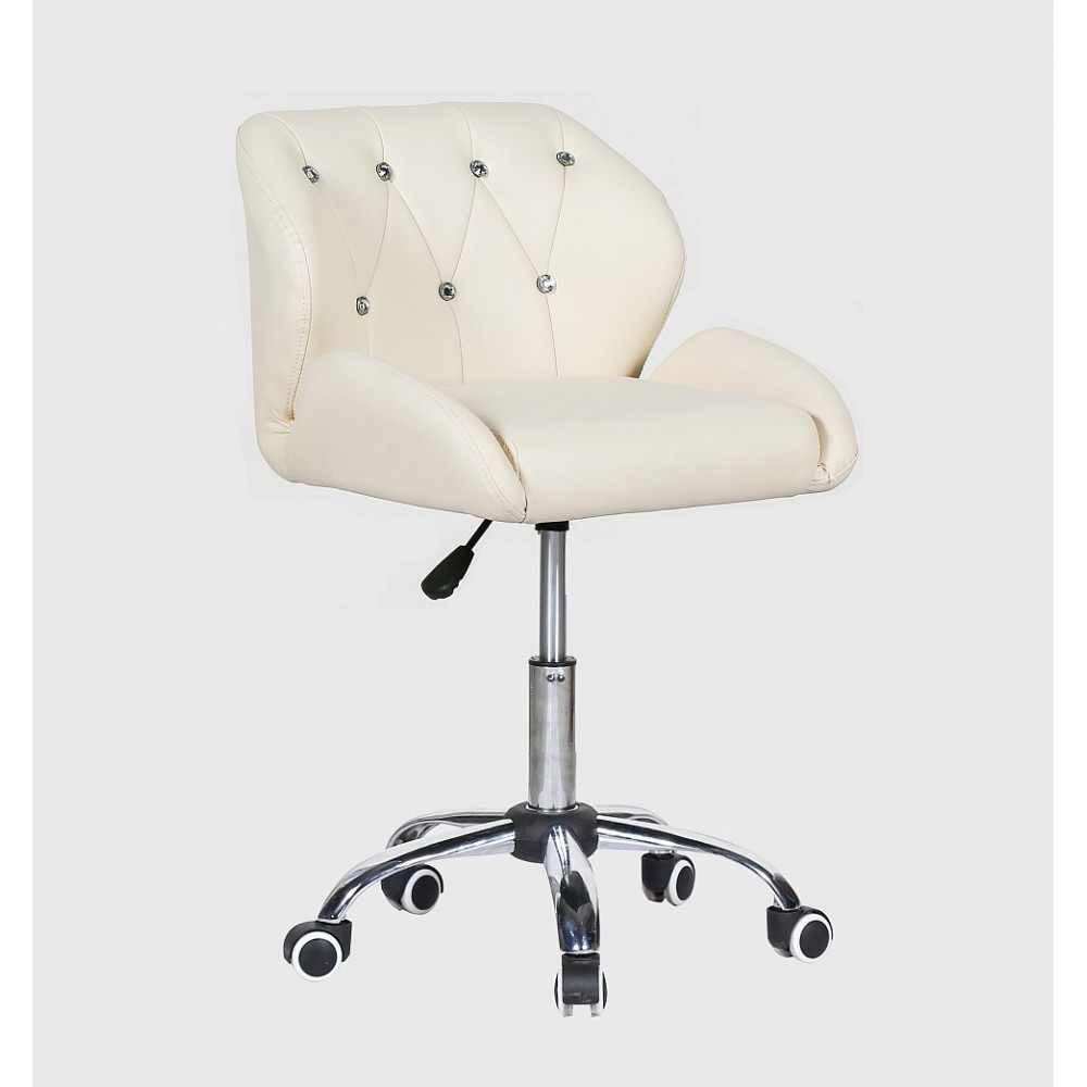 Pracovní / kosmetická židle PALERMO na kolečkové podstavě - krémová