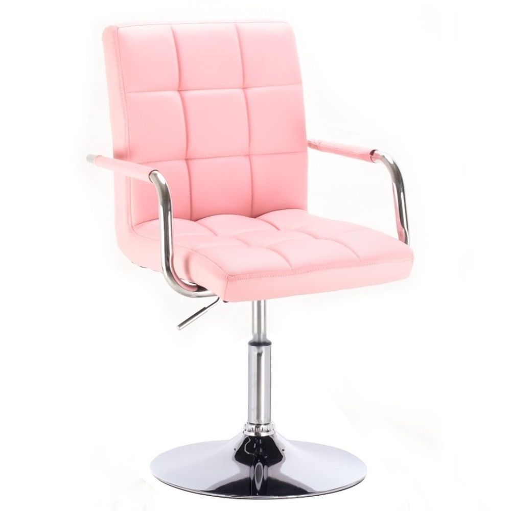 Kosmetická židle VERONA na kulaté podstavě - růžová