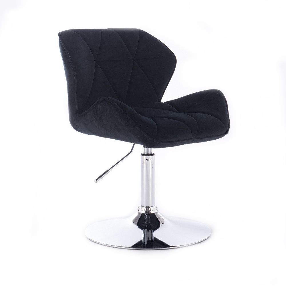 Velurová kosmetická židle MILANO na kulaté podstavě - černá
