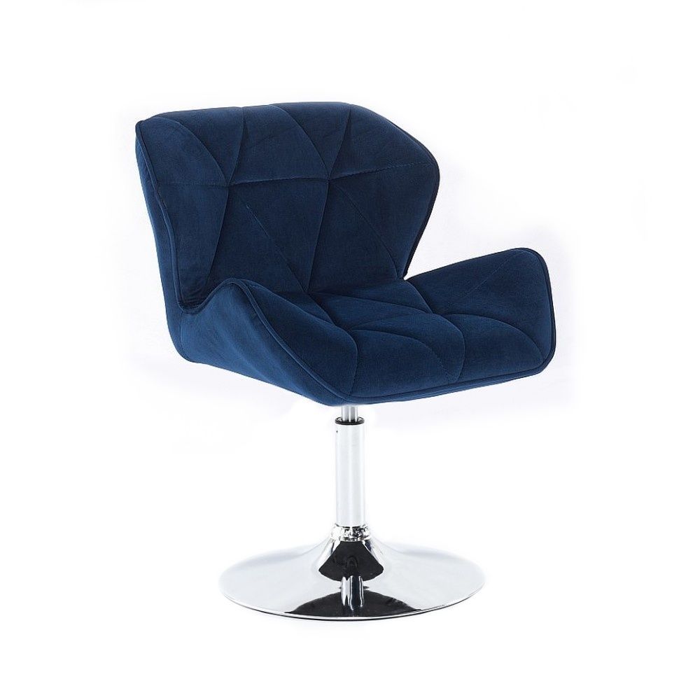 Velurová kosmetická židle MILANO na kulaté podstavě - modrá