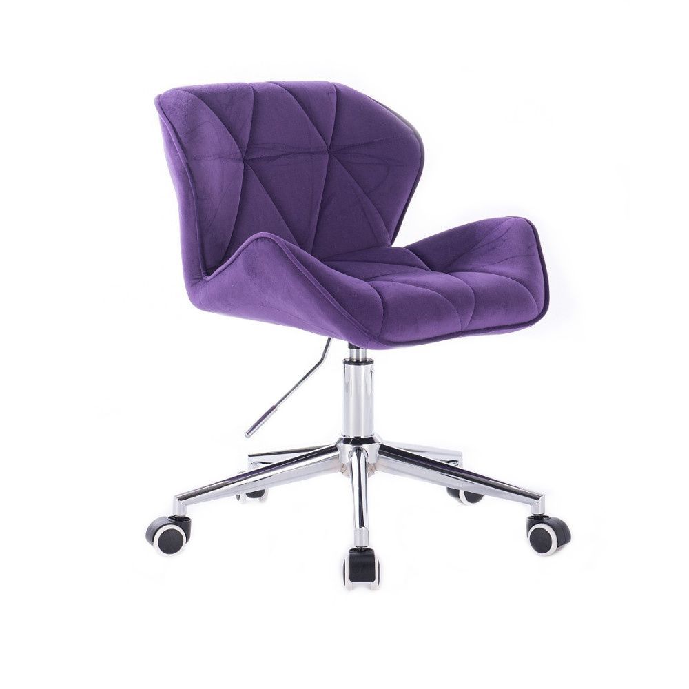 Velurová kosmetická židle MILANO na kolečkách - fialová