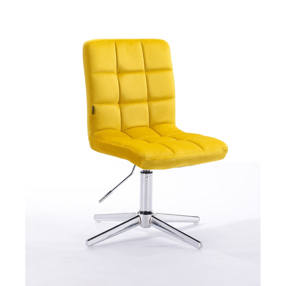 Velurová židle na čtyřramenné podstavě TOLEDO - žlutá