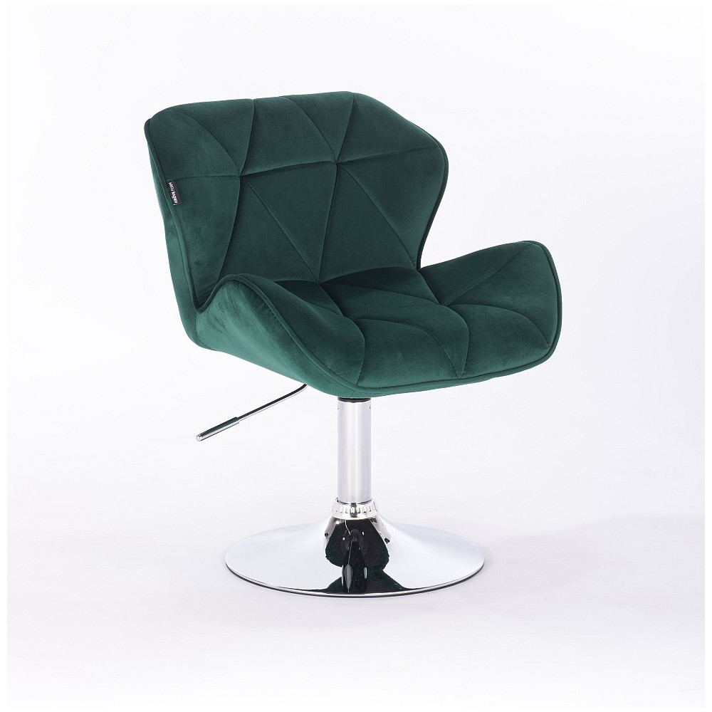 Velurová kosmetická židle MILANO na kulaté podstavě - zelená