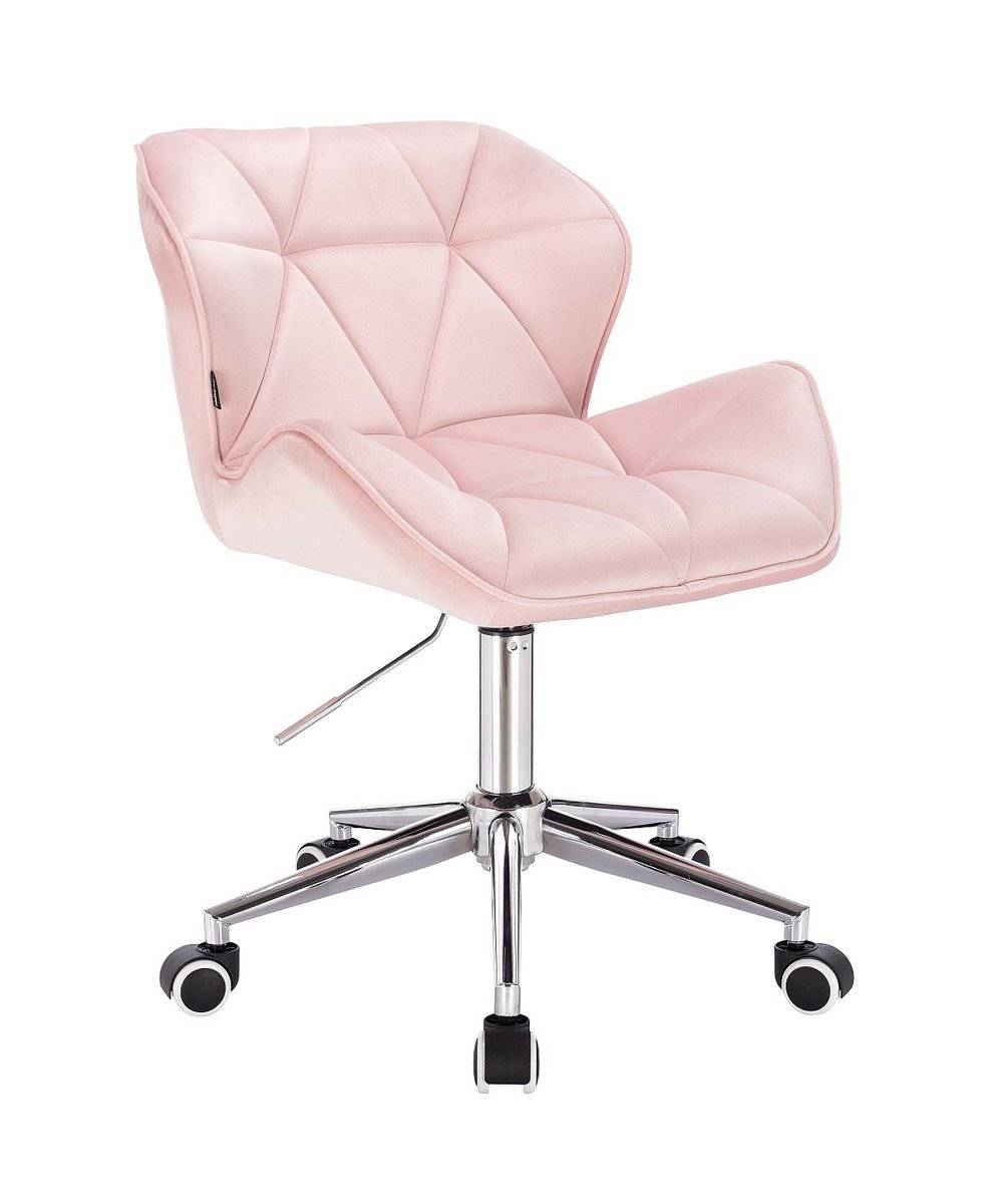 Velurová kosmetická židle MILANO na kolečkách - světle růžová