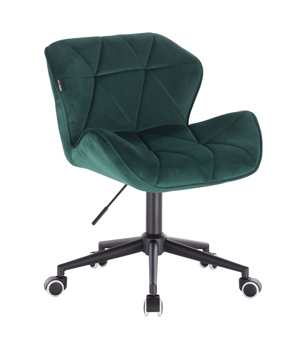 Velurová kosmetická židle MILANO na černé kolečkové podstavě - zelená