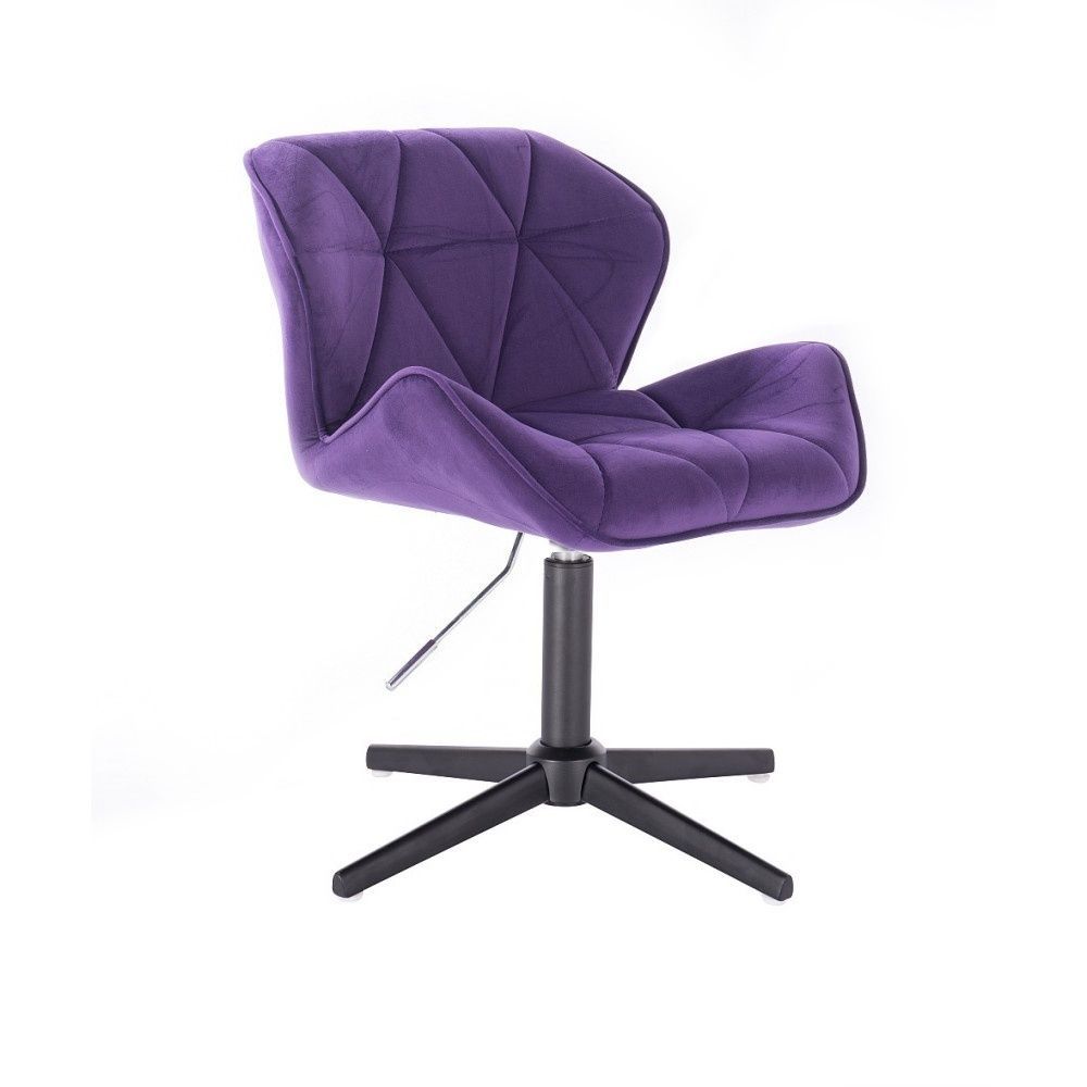 Velurová kosmetická židle MILANO na černém kříži - fialová