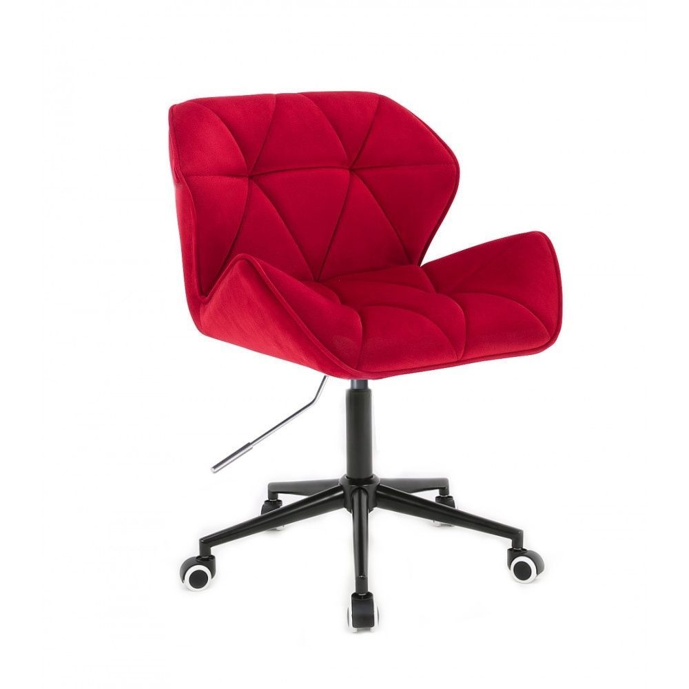 Velurová kosmetická židle MILANO na černé kolečkové podstavě - červená
