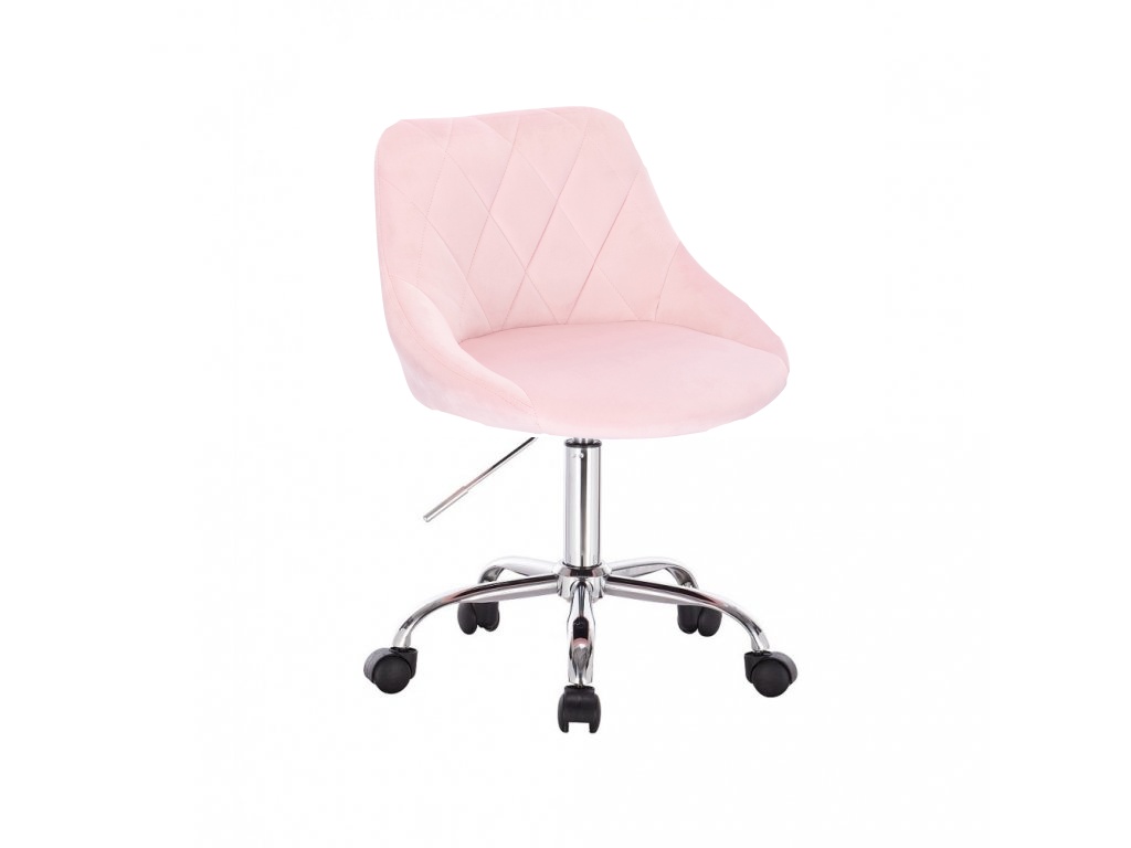 Velurová židle na podstavě s kolečky SALVADOR - pudrově růžová