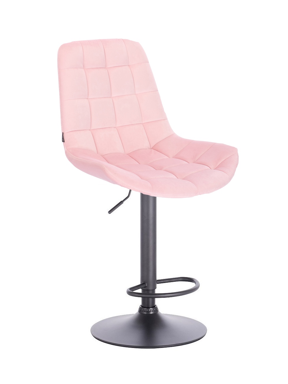 Velurová barová židle PARIS - světle růžová na černé podstavě