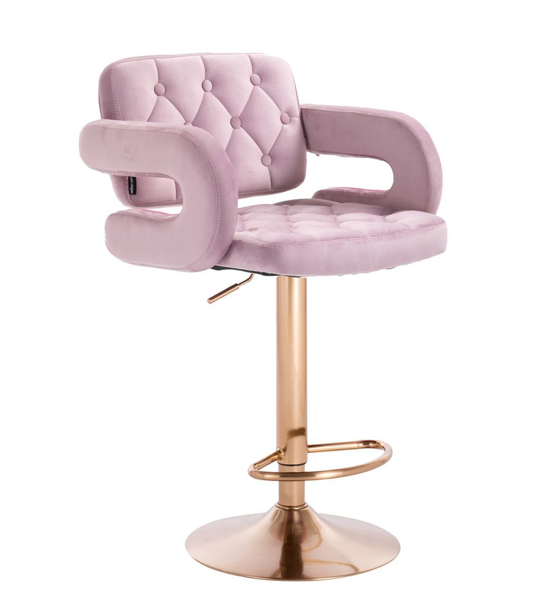 Barová židle STOCKHOLM na zlaté podstavě - světle fialový velur