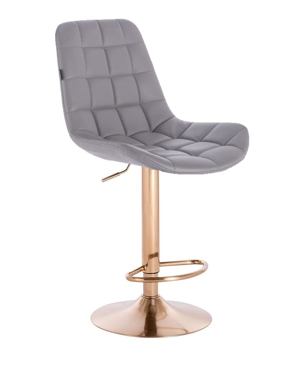 Barová židle PARIS - šedá na zlaté podstavě