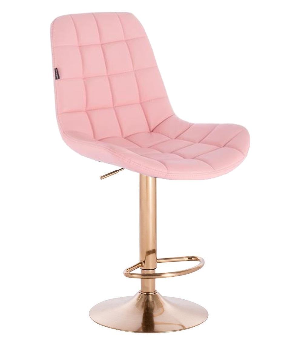 Barová židle PARIS - růžová na zlaté podstavě