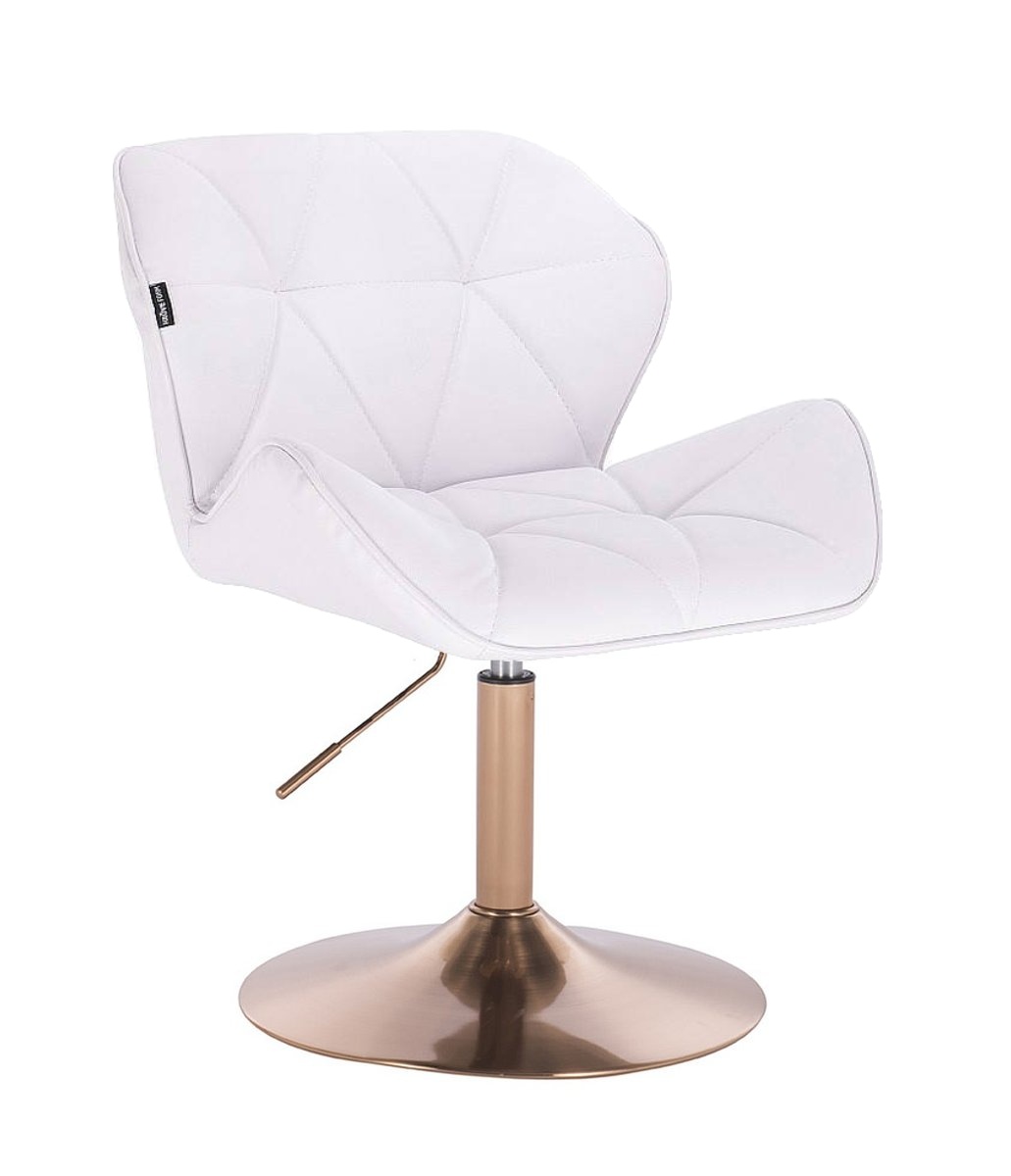 Kosmetická židle MILANO zlaté kulaté podstavě - bílá