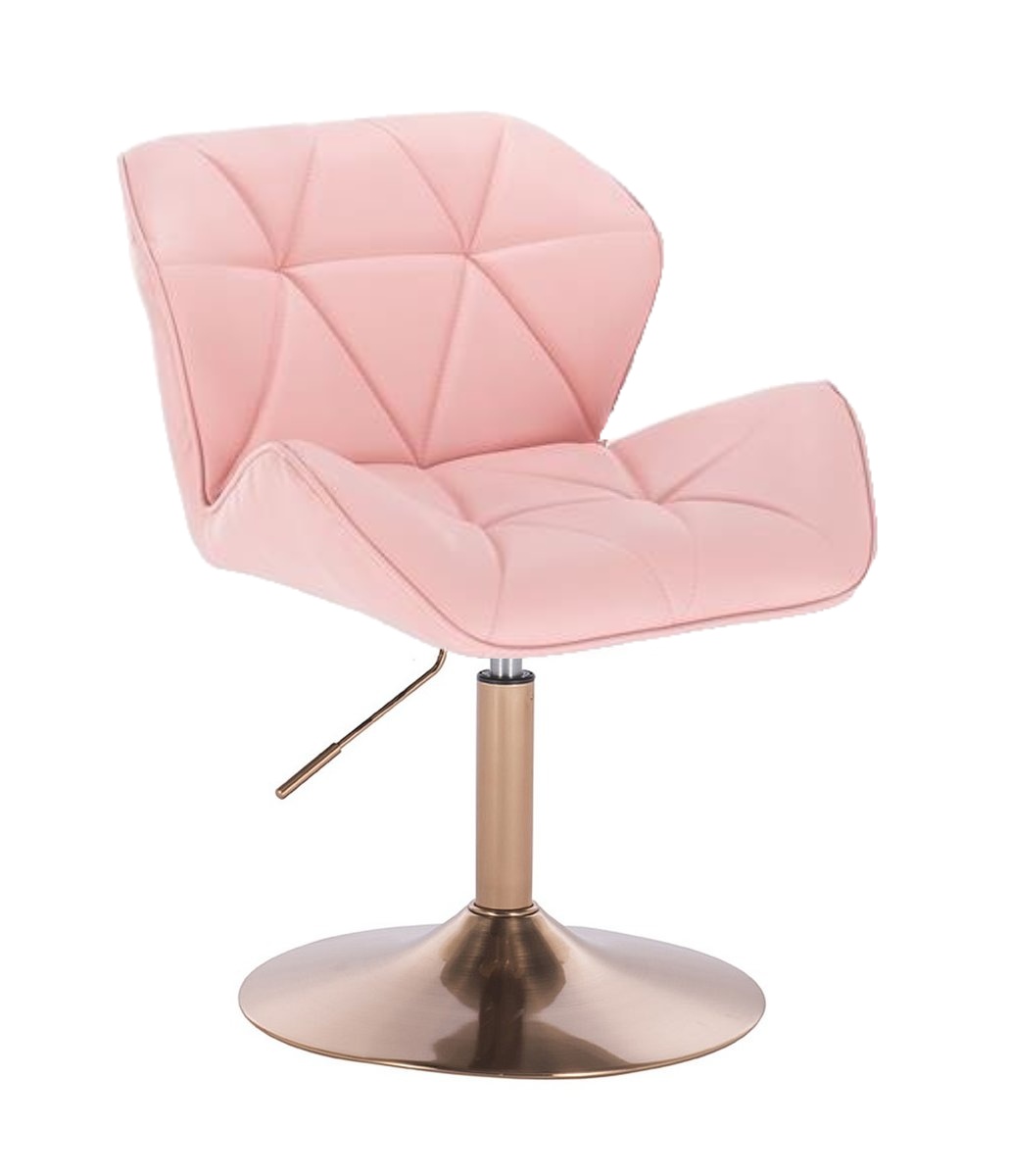 Kosmetická židle MILANO zlaté kulaté podstavě - růžová