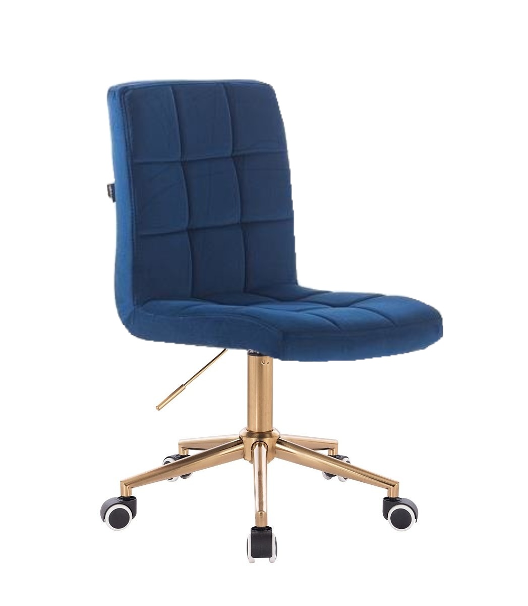 Velurová židle na zlaté kolečkové podstavě TOLEDO - modrá