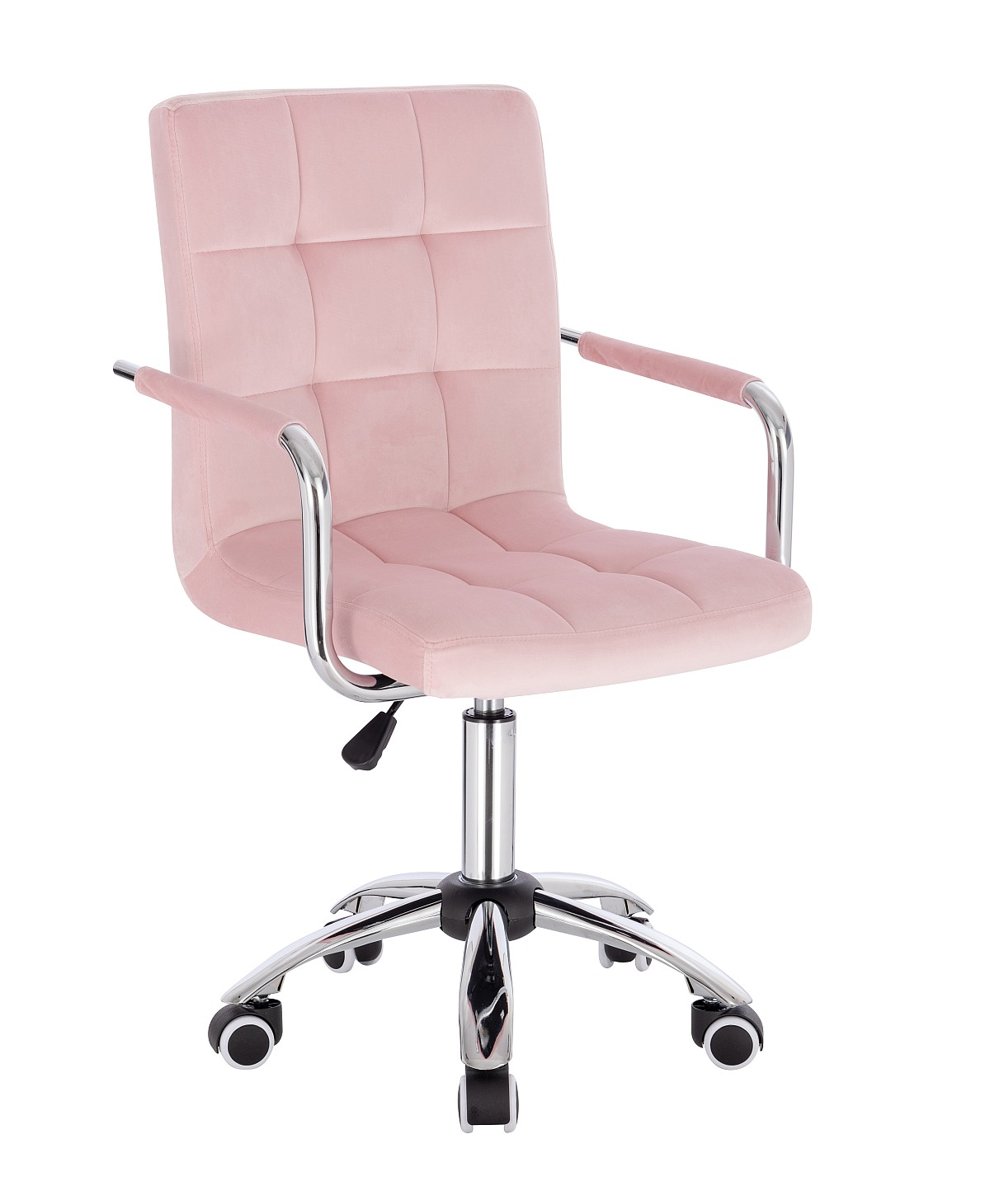 Velurová židle VERONA na kolečkové podstavě - světle růžová