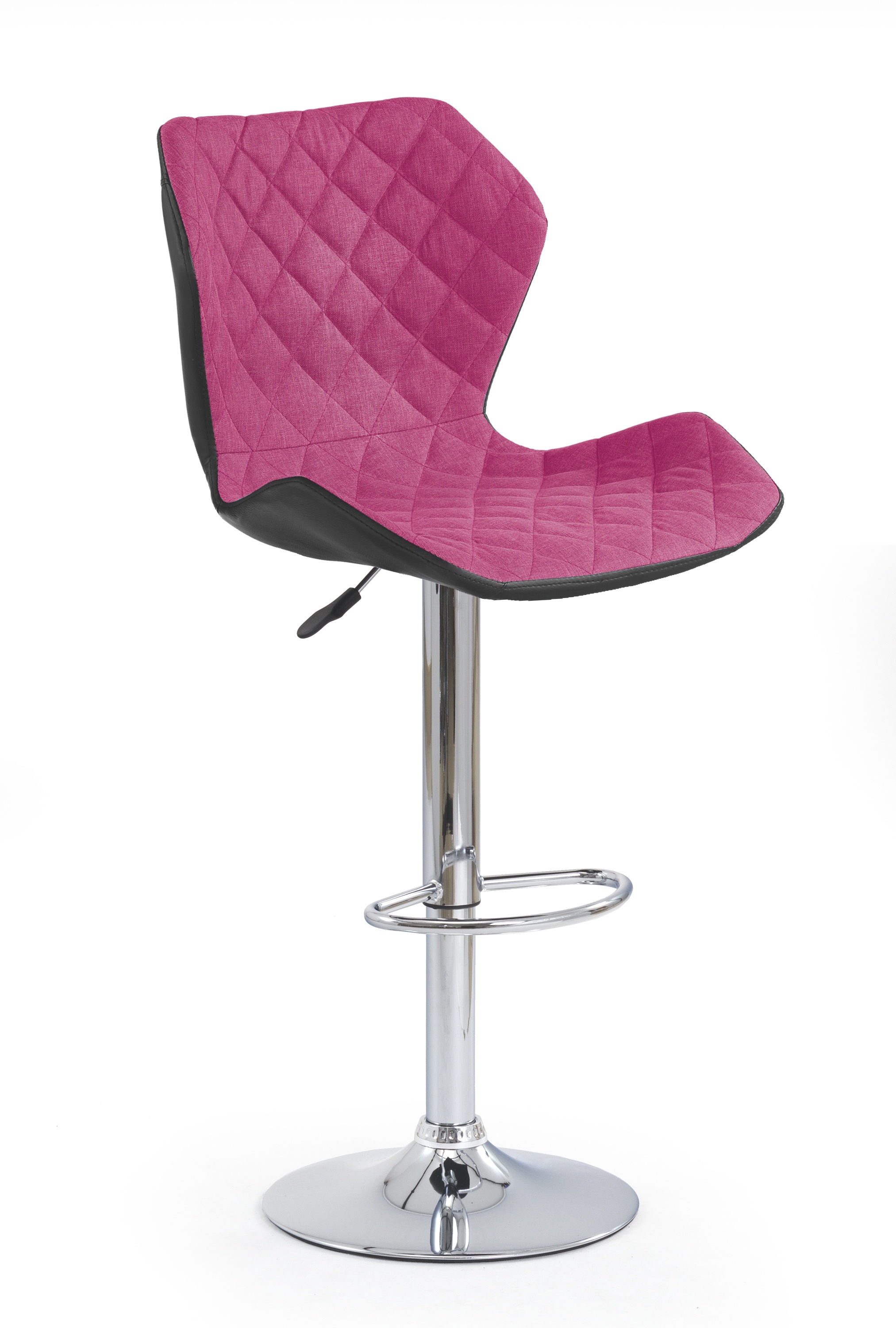 Barová židle MATRIX na stříbrné podstavě - černá/růžová