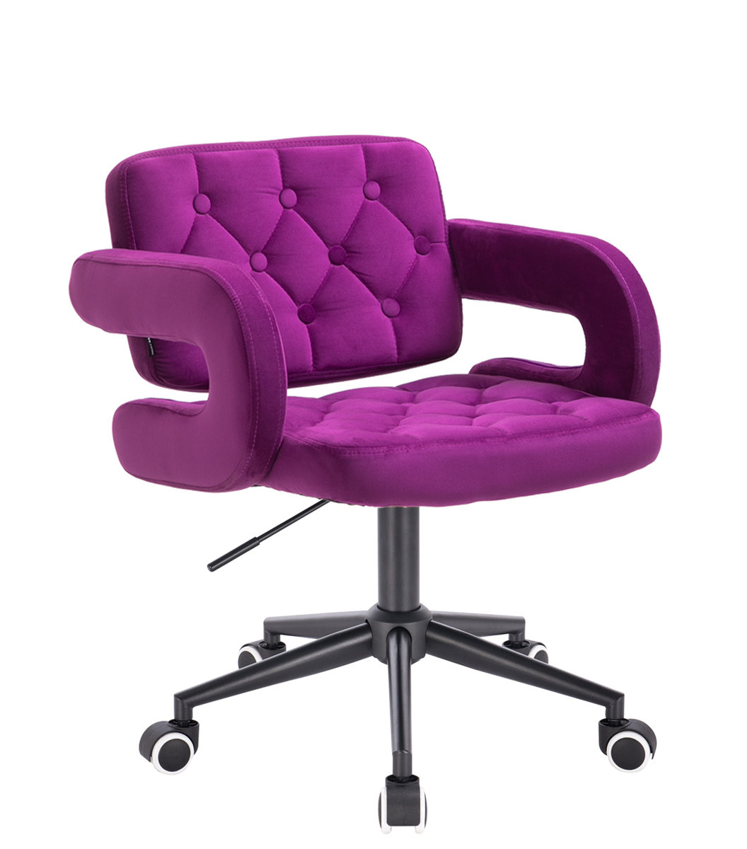 Velurová židle Stockholm na černé kolečkové podstavě - fialová