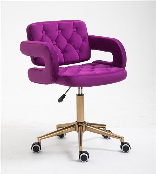 Velurová židle Stockholm na zlaté kolečkové podstavě - fialová