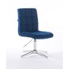 Velurová židle na čtyřramenné podstavě TOLEDO - modrá