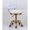 Pracovní židle / taburet LEON na zlaté podstavě - bílá