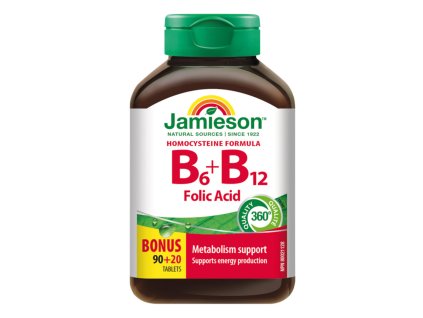JAMIESON VITAMÍNY B6, B12 A KYSELINA LISTOVÁ 110TBL.