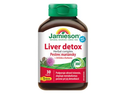 JAMIESON LIVER DETOX HERBAL COMPLEX – PESTREC MARIÁNSKY + ARTIČOKA A KURKUMA 30TBL.