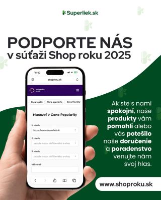 Milí naši zákazníci, priatelia a sledovatelia! Máme na vás jednu veľkú prosbu. 🙏 Naša online lekáreň SuperLiek.sk je...