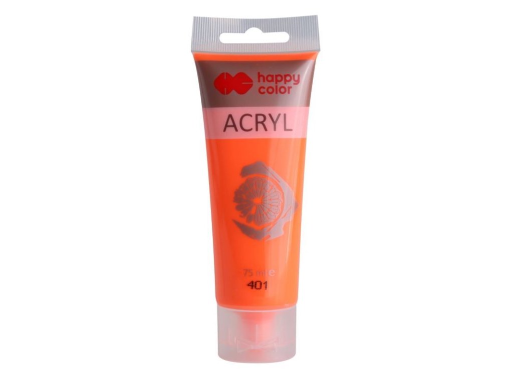 Akrylová barva 75ml, Fluorescentní Oranžová, Happy Color 401