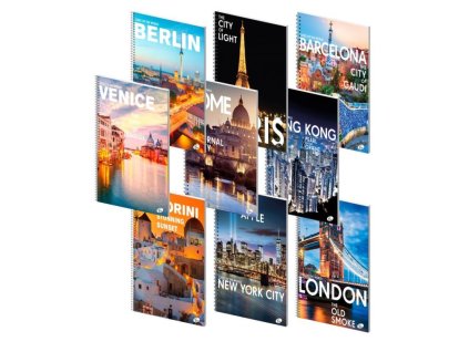 Blok A4 linkovaný spirála MIX CITY