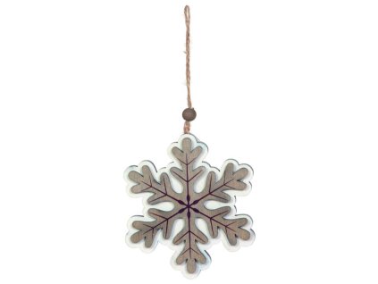 Dekorace dřevo N091 1ks vločka natur