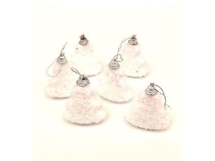 Dekorační vánoční stromečeky s glitry bal. 6ks 9442