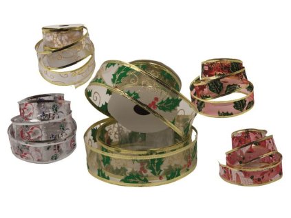 Dekorativní stuha vánoční Organza Color 3,8cm x 275cm 0823