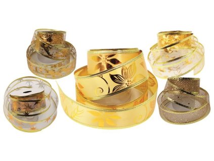 Dekorativní stuha vánoční Organza Gold 3,8cm x 275cm 0830