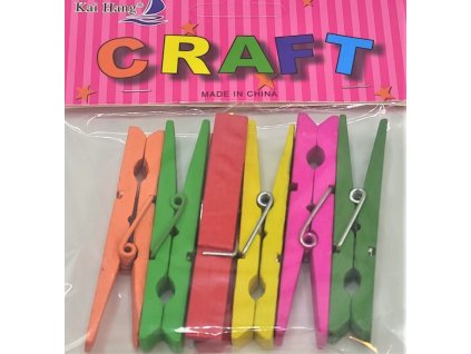 Dřevěné kolíčky barevné 75mm 6ks