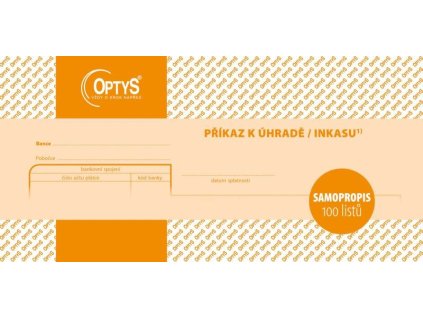 Jednorázový příkaz k úhradě, OPTYS samopropisovací, 21 x 10 cm, 100 listů 1109