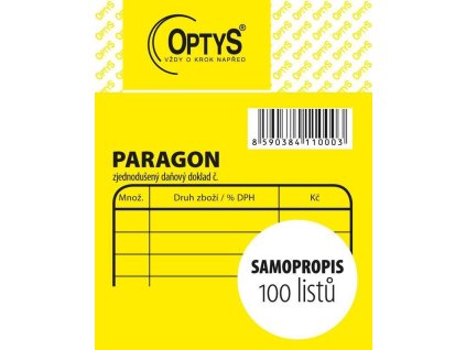 Obchodní paragon, samopropisovací, 7,5 x 9,5 cm 1100