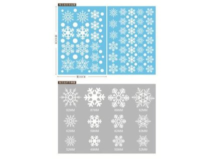 Okenní fólie vánoční - bílé sněhové vločky XC001B 43x30cm 1 arch