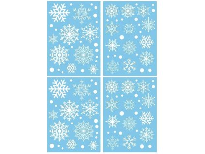 Okenní fólie vánoční - bílé sněhové vločky BQ18 30x20cm 1 arch