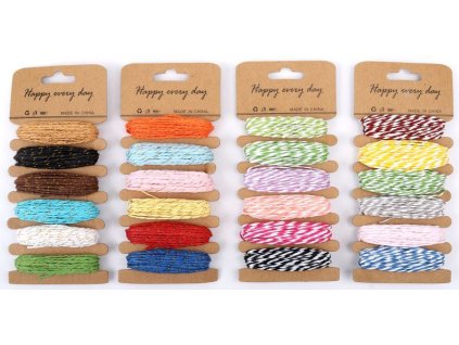 Papírový dekorační provázek 6 x 4 mix barev 0851