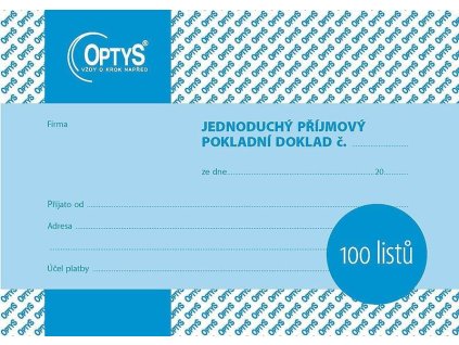 Příjmový doklad s DPH A6, jednoduchý, nepropisovací, nečíslovaný 100 listů 1067