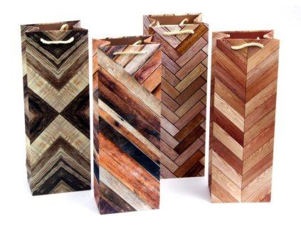 Taška dárková na láhev 826 B 250g Wood 360x130x82mm