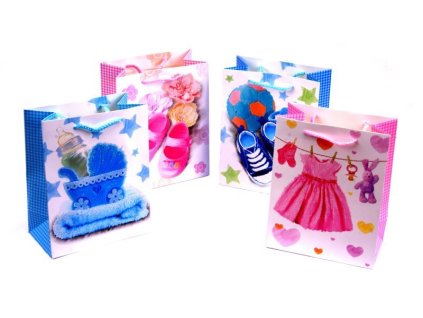 Taška dárková narození dítěte 834 S 193x180x100mm Gliter